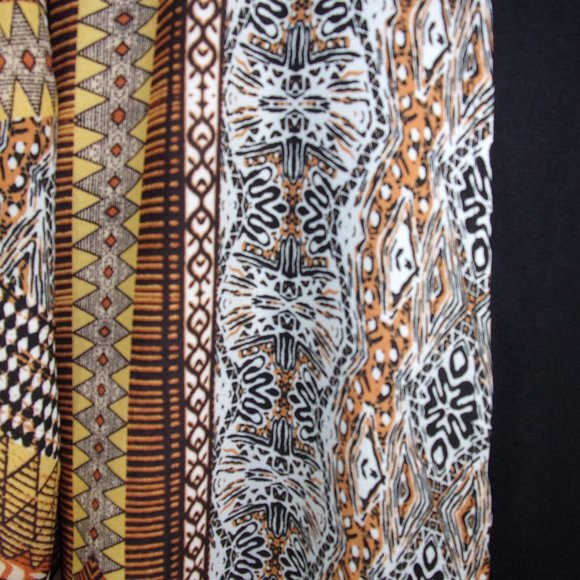 Kimono Jacket Geometric Design Black Gold Brown - Picture 5 of 7